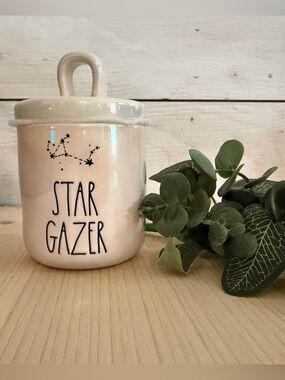 Rae Dunn opalescent jar with lid
